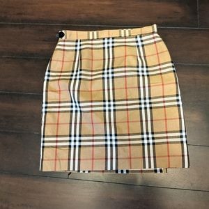 Checkered plaid camel wrap wool pencil skirt 12